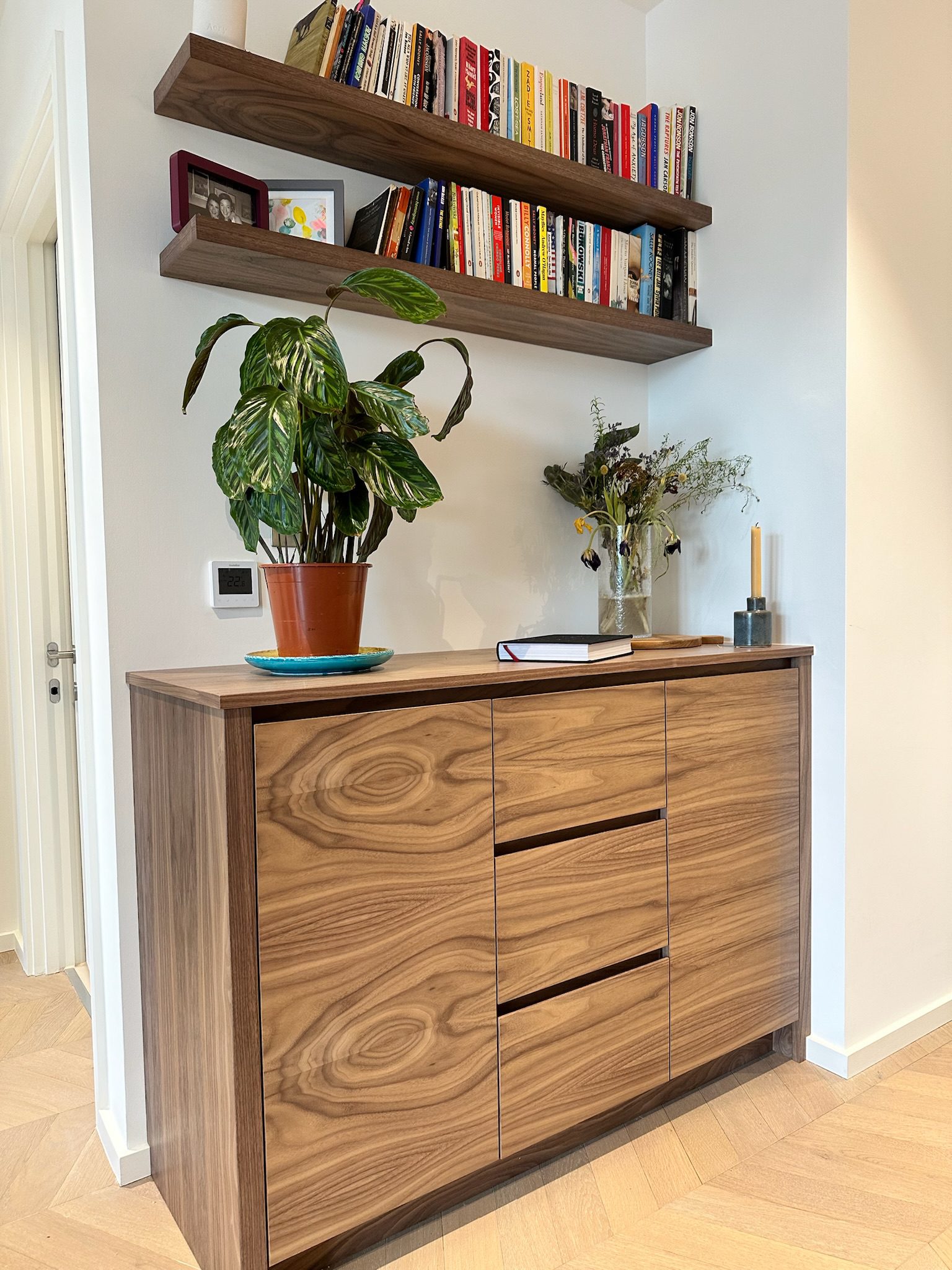 Side table with plants on