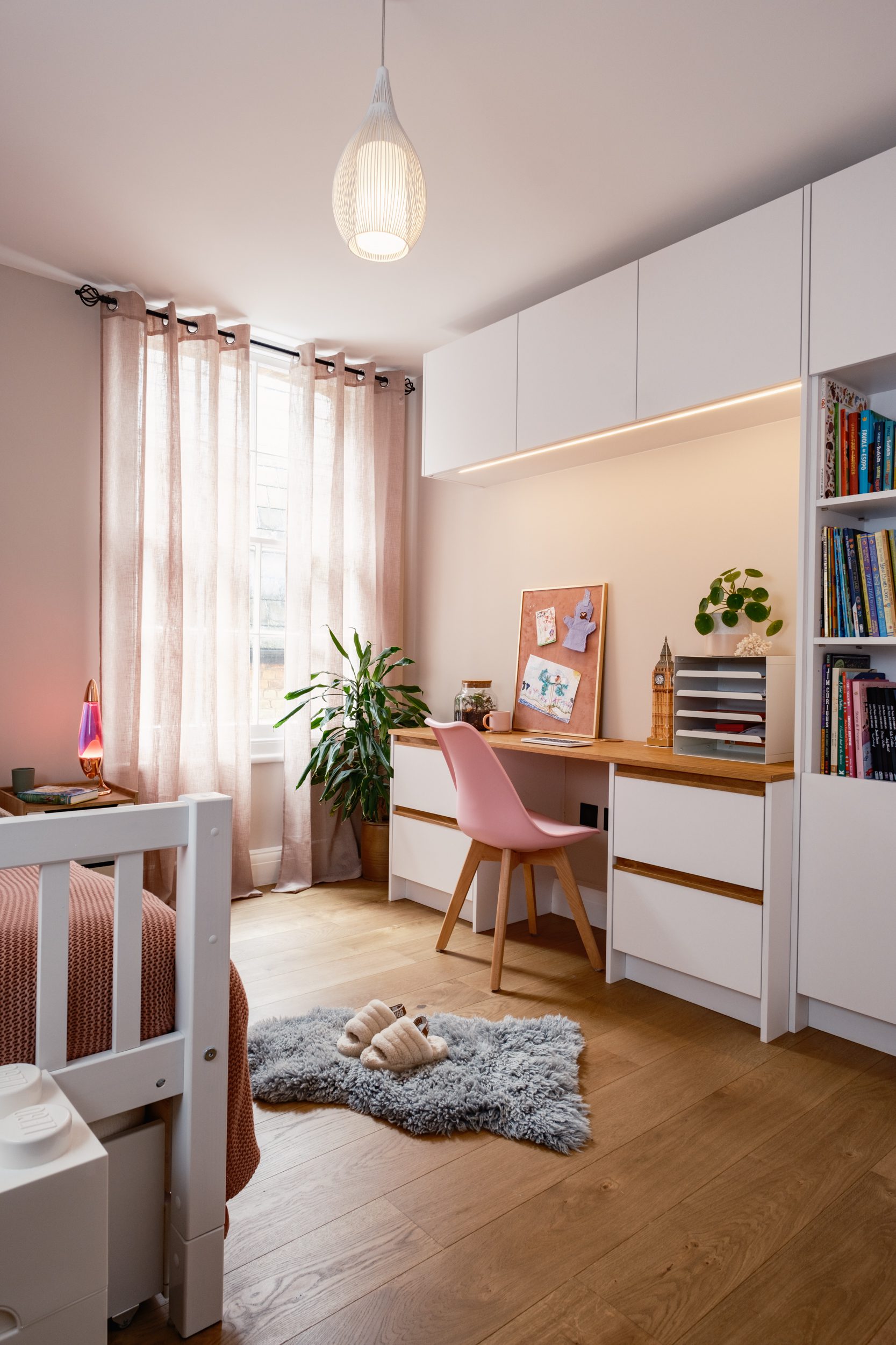 Shelving and cupboard space in kids room